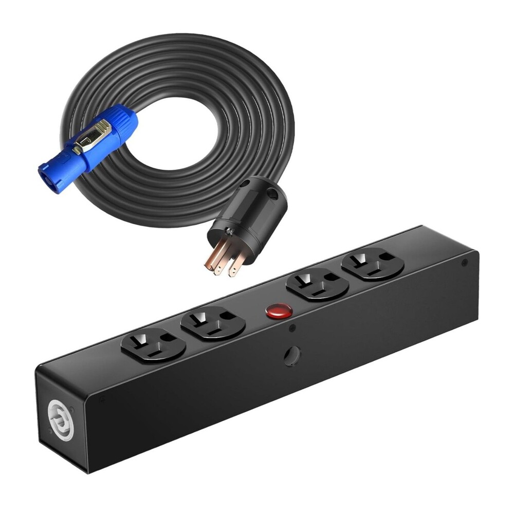PowerCon Power Connector Box, 4 Edison PowerDJ Stage Sound Indoor Outlets
